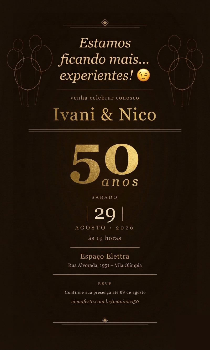 Convite Ivani & Nico — 50 Anos